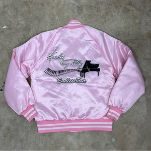 Vintage Mickey Gilley Pink Satin Bomber Tour Jacket Size Small Honky Tonk 1980’s
